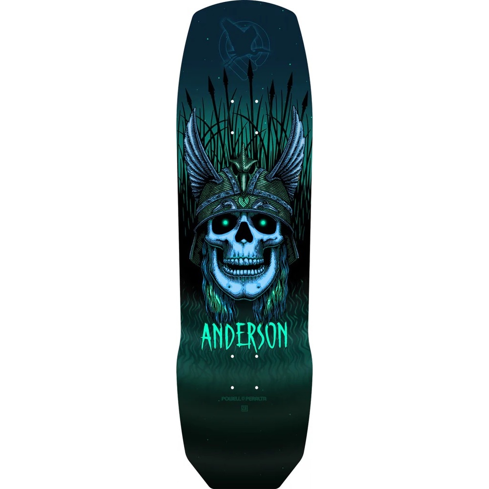 Powell Peralta Anderson Heron Skull Black Teal 9.13 Skateboard Deck