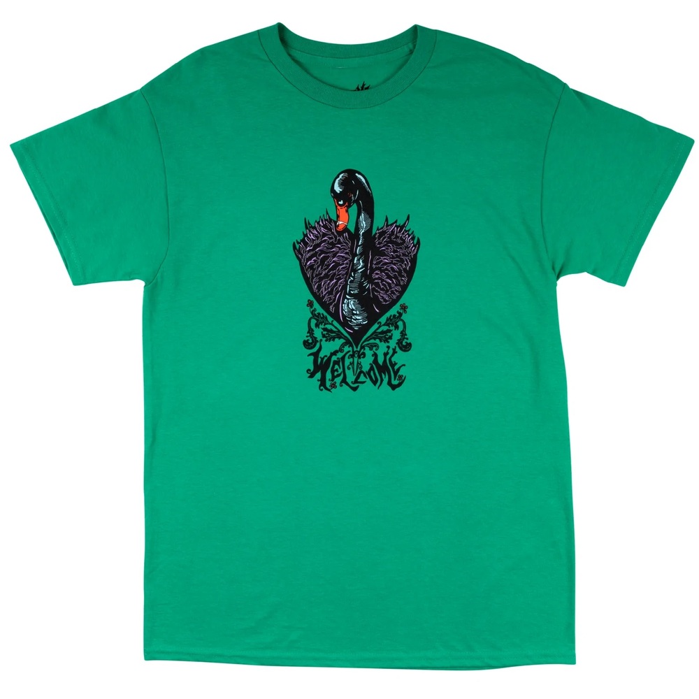 Welcome Skateboards Black Swan Kelly Green T-Shirt [Size: S]