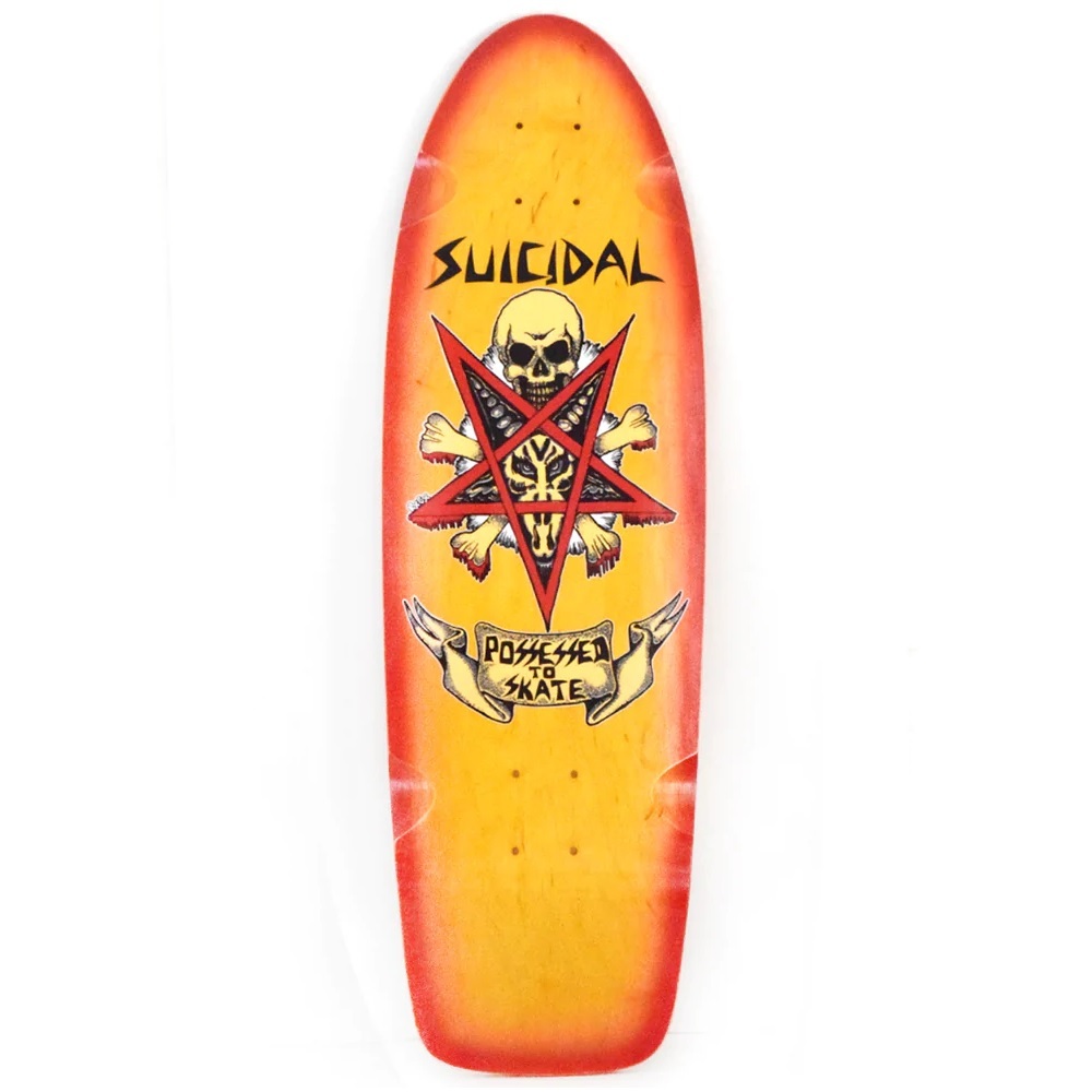 Dogtown Suicidal Skates Possessed To Skate 70s Classic Yellow Red Fade 9.0 Skateboard Deck