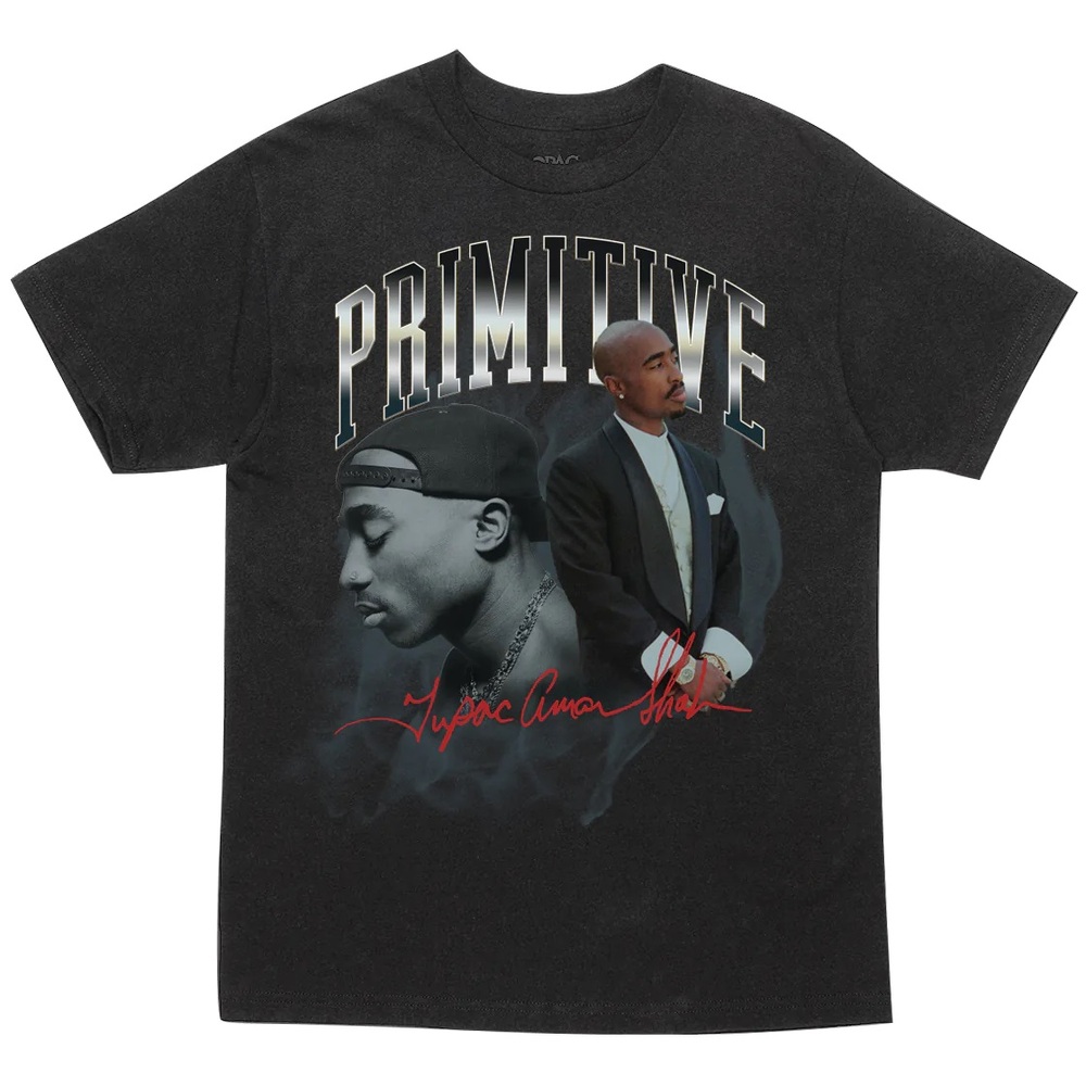Primitive Tupac Legend Washed Black T-Shirt [Size: L]