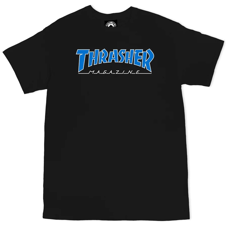 Thrasher Outlined Black Blue T-Shirt [Size: M]