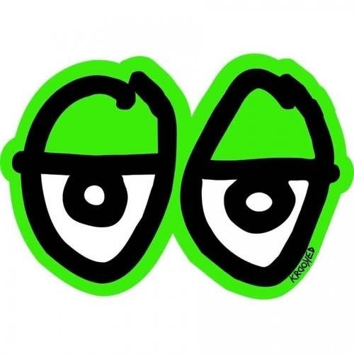 Krooked Eyes Die Cut Green Small x 1 Skateboard Sticker