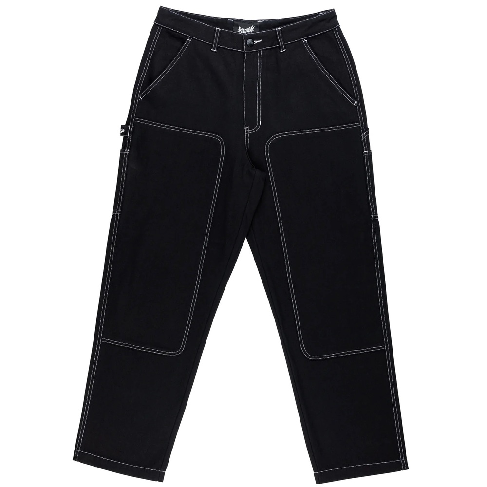 Welcome Skateboards Brace Double Knee Canvas Carpenter Black Pants [Size: 30]