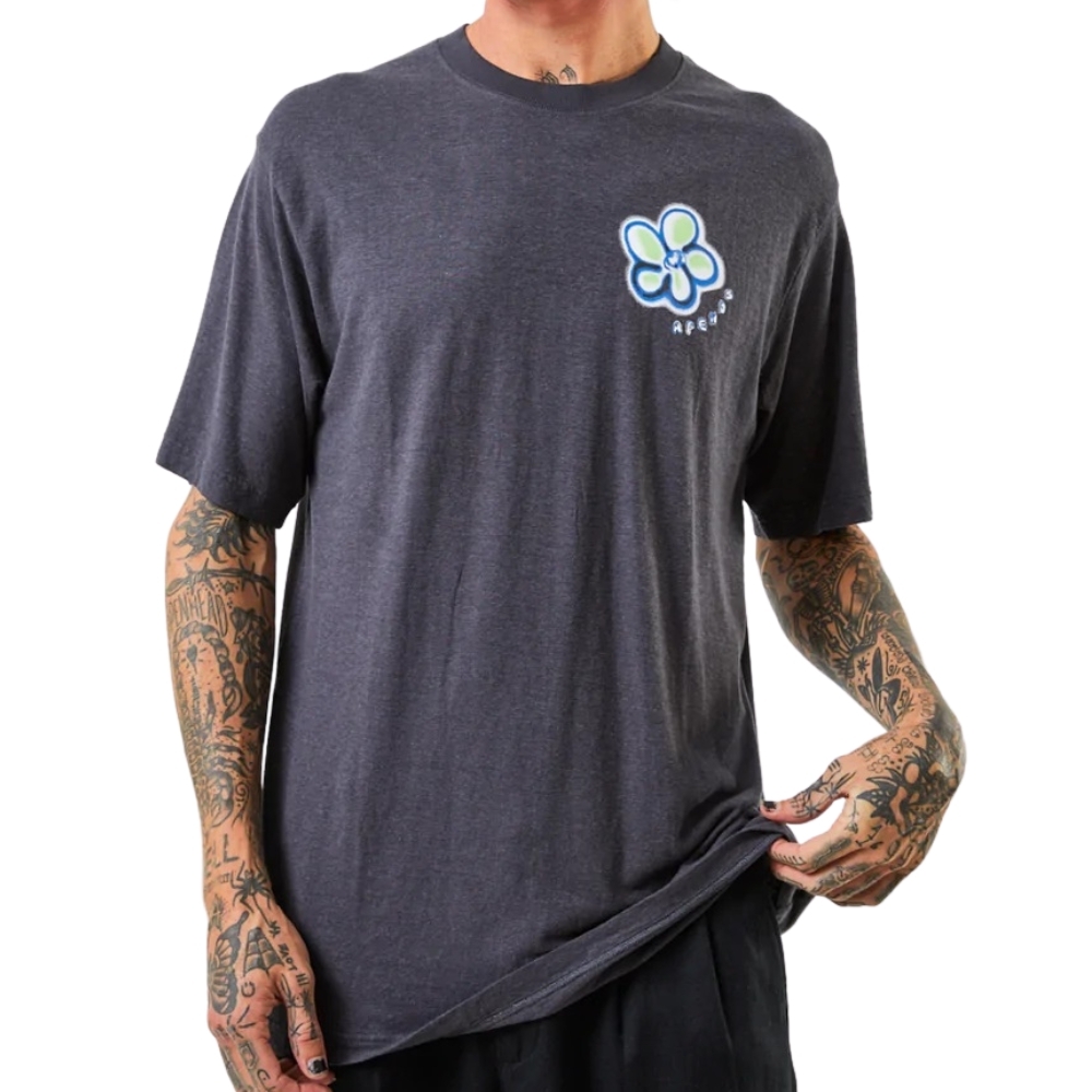 Afends Rave Hemp Retro Graphic Charcoal T-Shirt [Size: S]