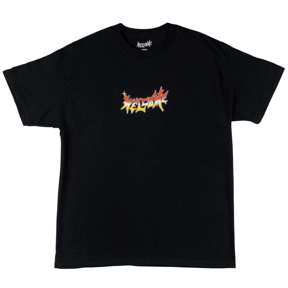 Welcome Skateboards Vamp Shine Black Red Yellow T-Shirt [Size: S]