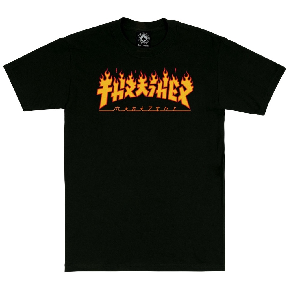 Thrasher Godzilla Flame Black T-Shirt [Size: S]