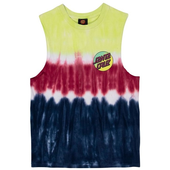 Santa Cruz Pop Fade Dot Navy Tie Dye Youth Muscle T-Shirt [Size: 8]
