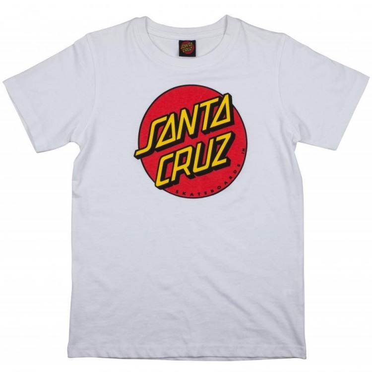 Santa Cruz Classic Dot Front White Youth T-Shirt [Size: 8]