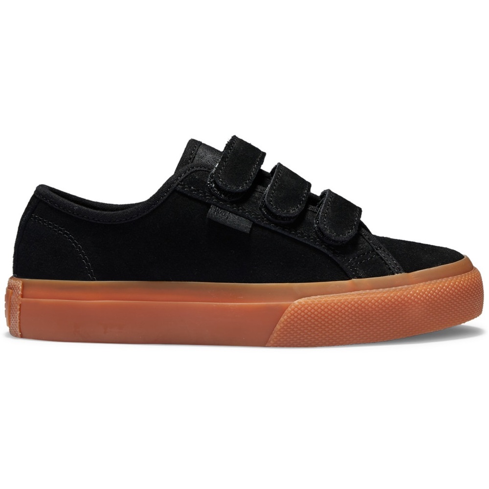 DC Manual Velcro LE Elastic Lace Black Gum Youth Skate Shoes [Size: US 6]