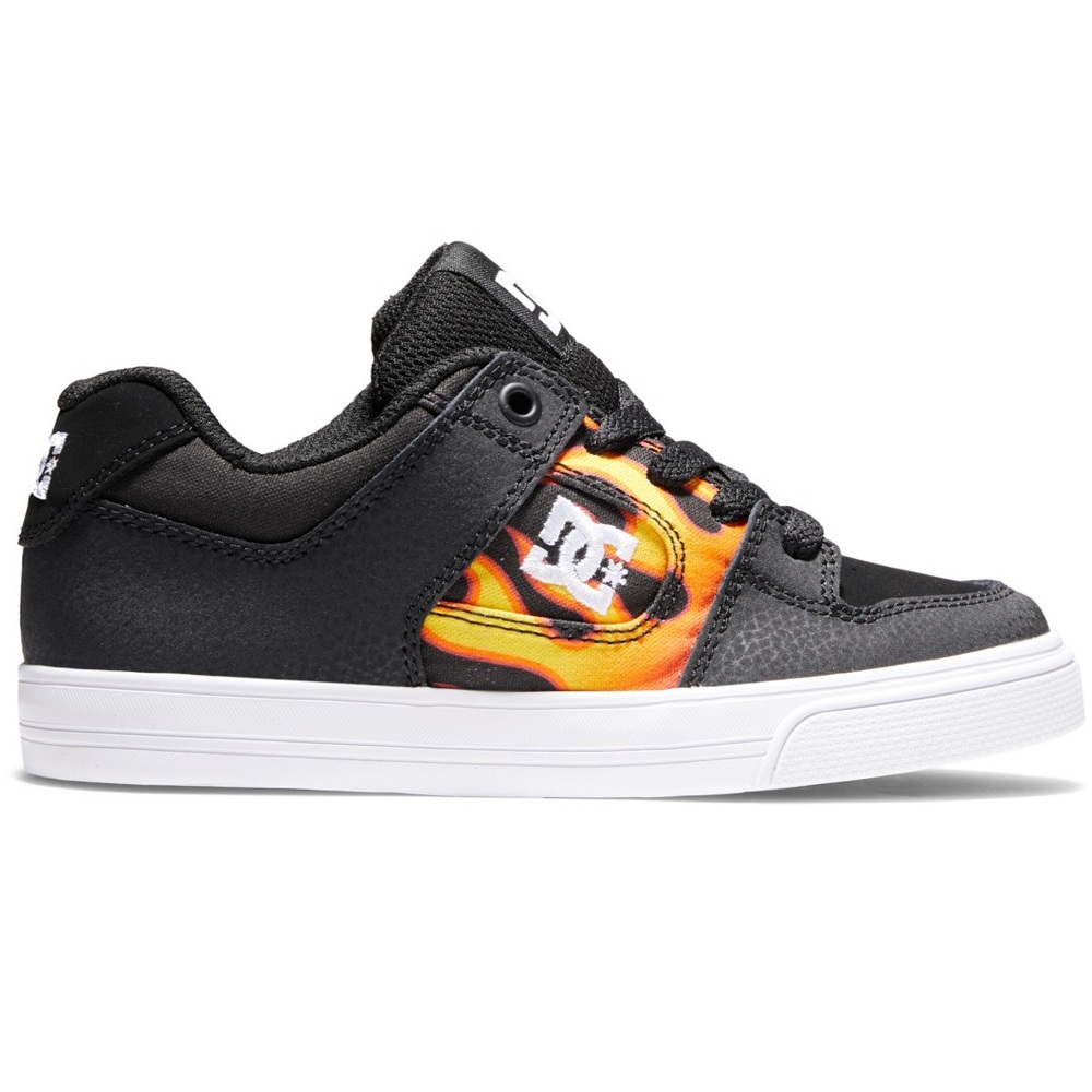 DC Pure Black Flames Youth Skate Shoes [Size: US 3]