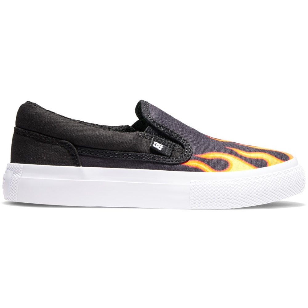 DC Manual Slip On Black Flames Youth Skate Shoes [Size: US 4]