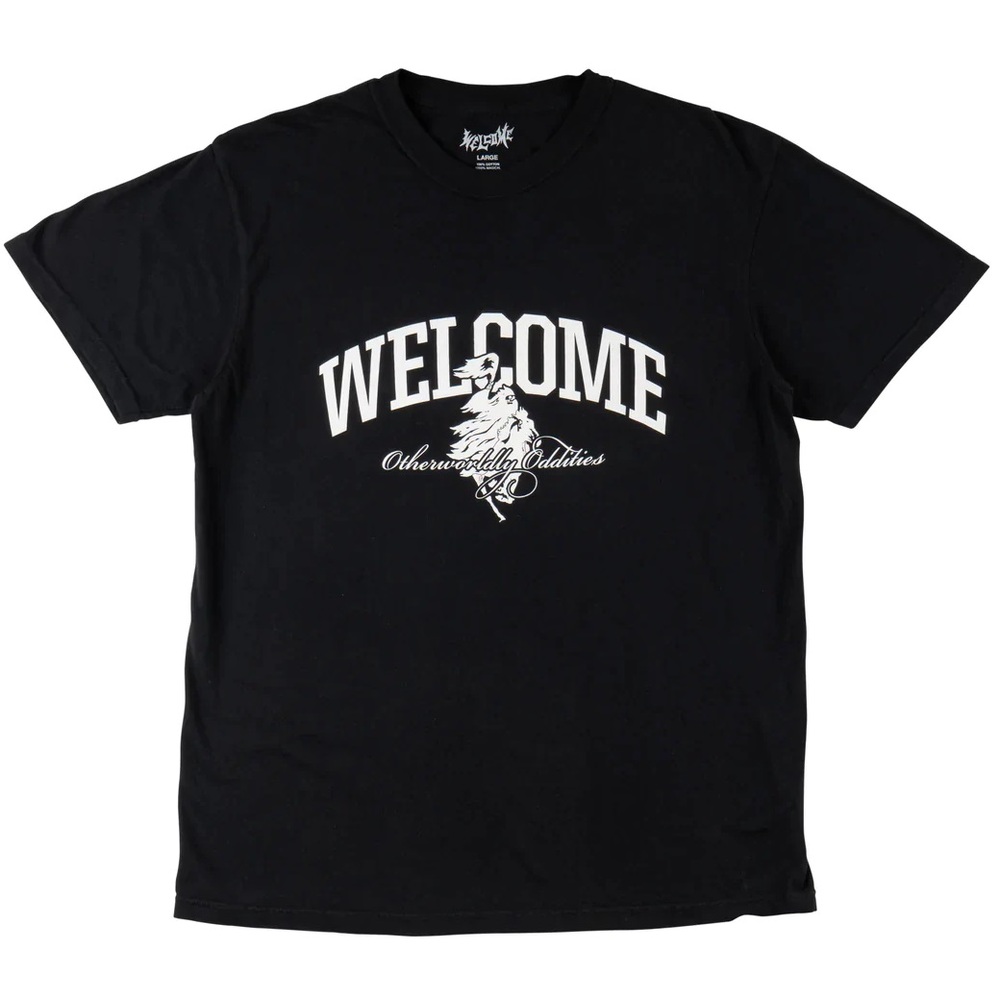 Welcome Skateboards Collegiate Garment Dyed Black T-Shirt [Size: L]