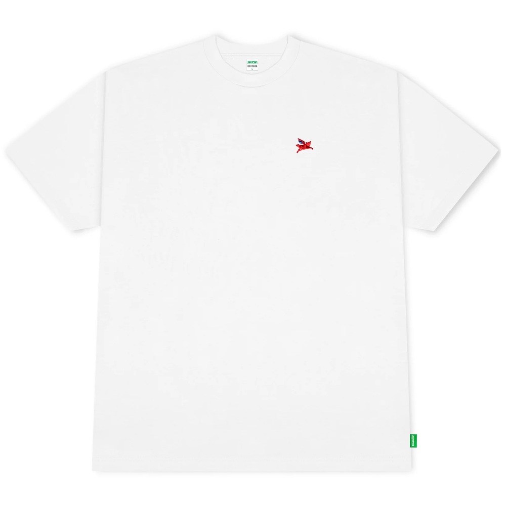 Ichpig Pigasus Embroidery White Red T-Shirt [Size: L]