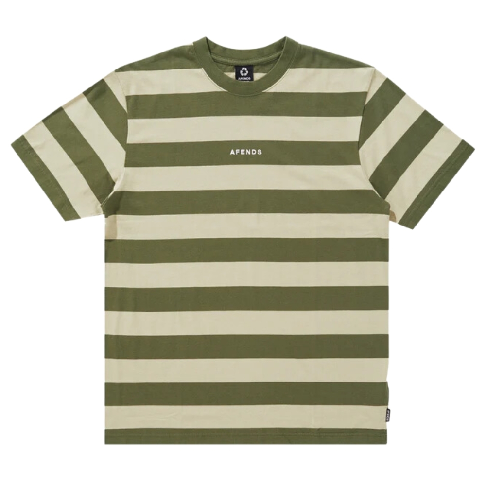 Afends Needle Recycled Retro Logo Cypress Stripe T-Shirt [Size: S]