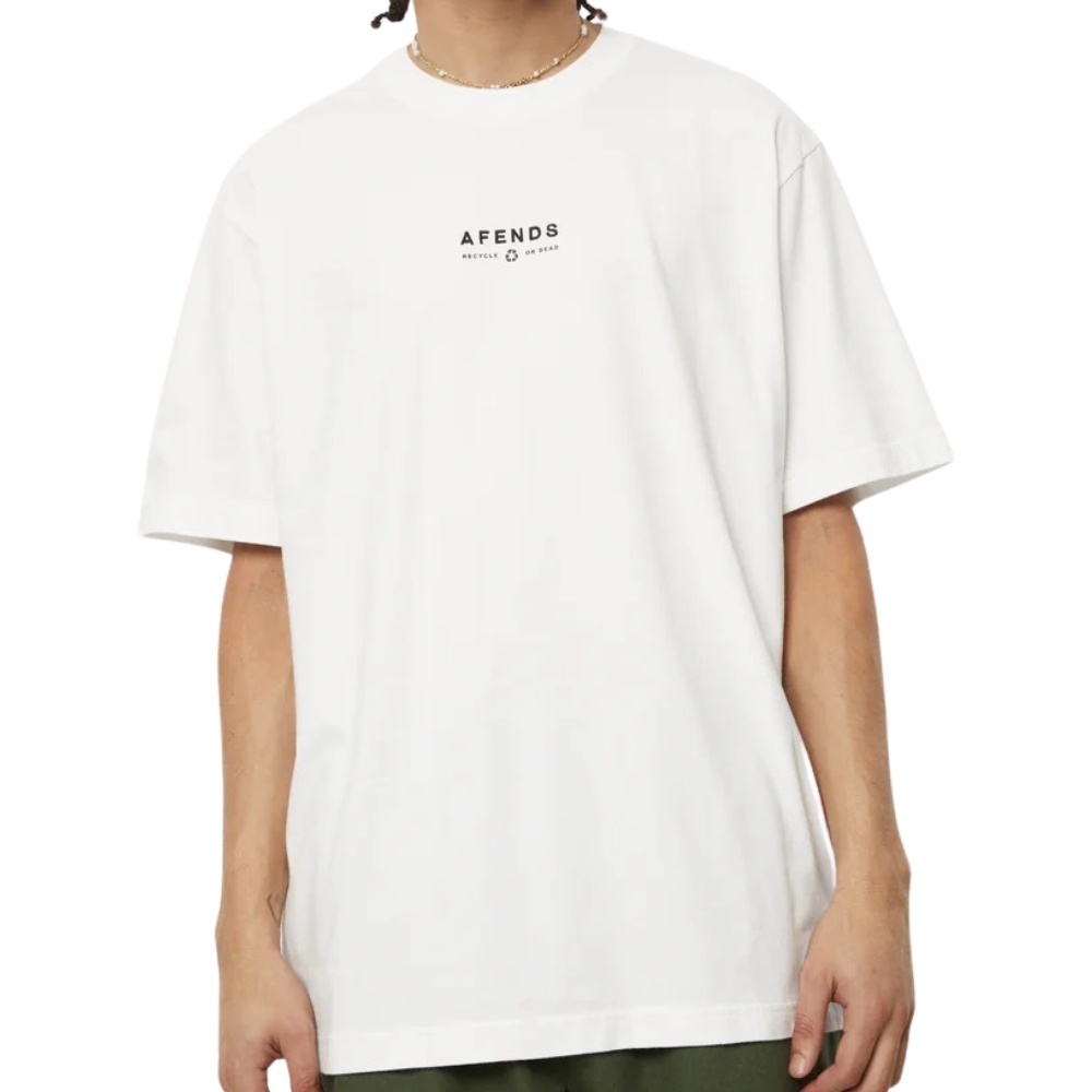 Afends Calico Recycled Retro Logo White T-Shirt [Size: S]
