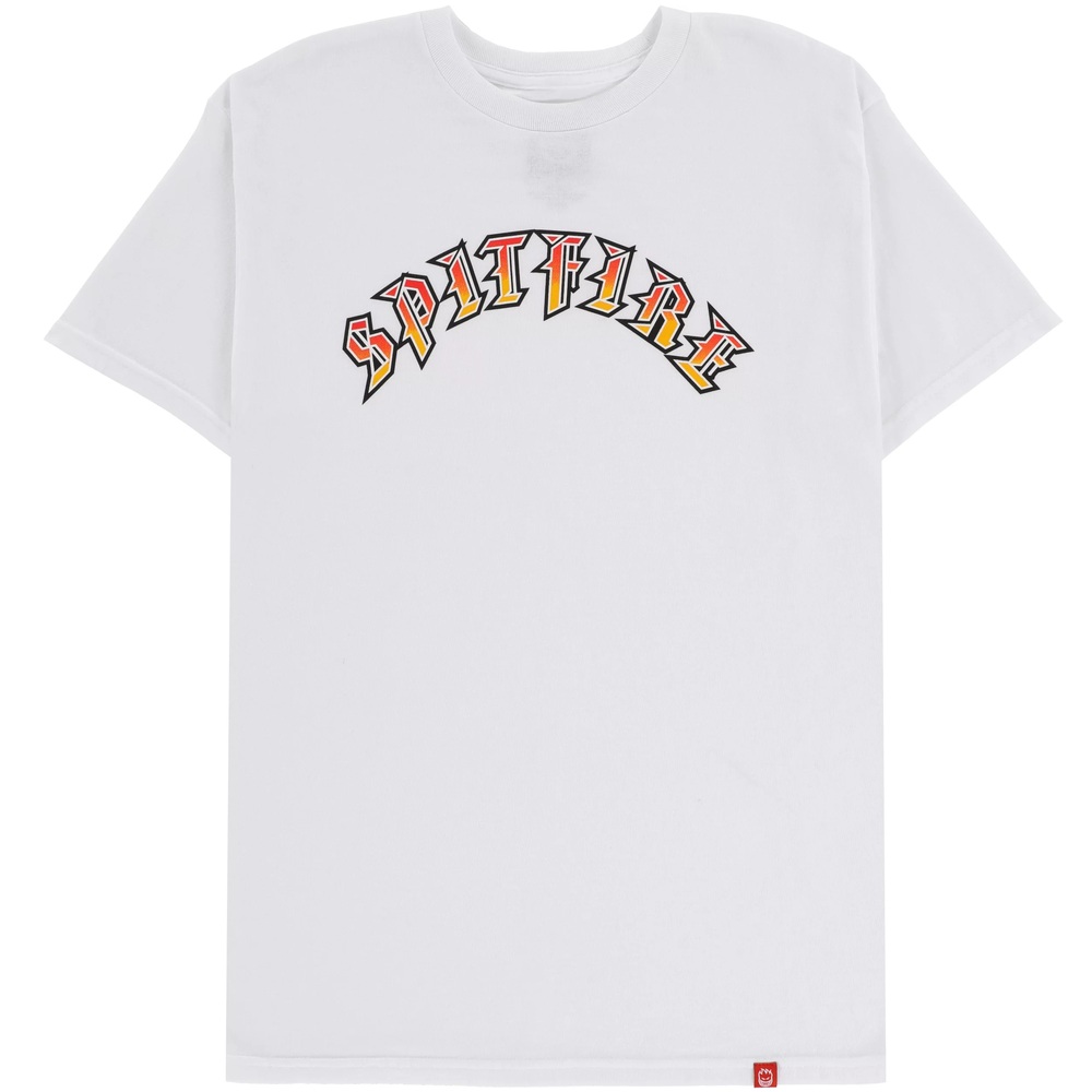 Spitfire Old E Fade Fill White Red T-Shirt [Size: S]