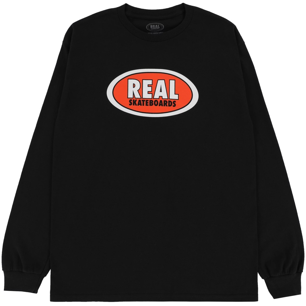 Real Skateboards Oval Black Orange Long Sleeve Shirt [Size: S]