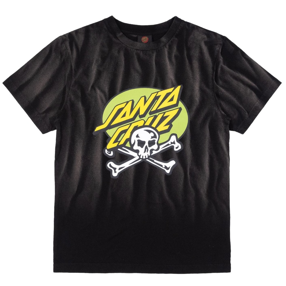 Santa Cruz Oval Dot Skull Black Youth T-Shirt [Size: 8]