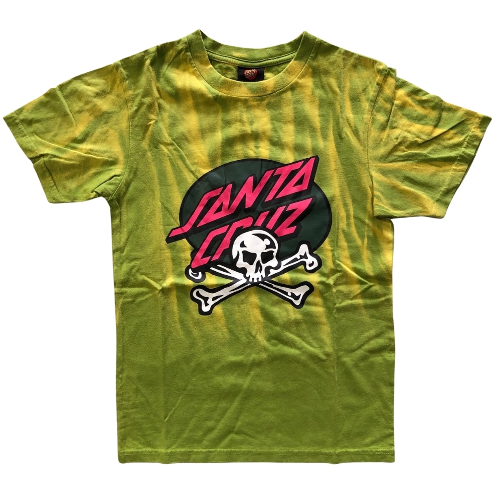 Santa Cruz Oval Dot Skull Green Youth T-Shirt [Size: 8]