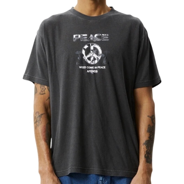 Afends Peace Boxy Graphic Stone Black T-Shirt [Size: M]
