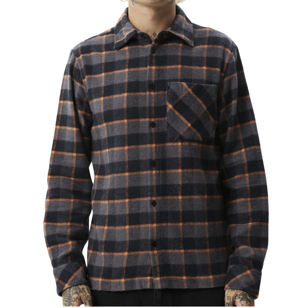 Afends Flowerbed Check Black Long Sleeve Flannel [Size: M]