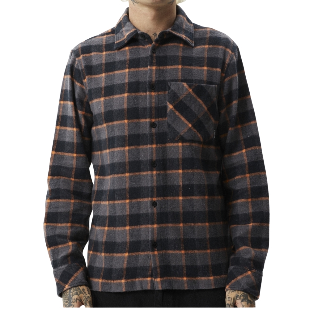 Afends Flowerbed Check Black Long Sleeve Flannel [Size: XL]