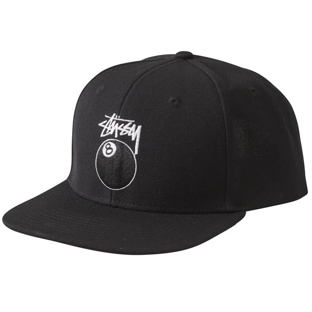 Stussy Stock 8 Ball Black Snapback Hat