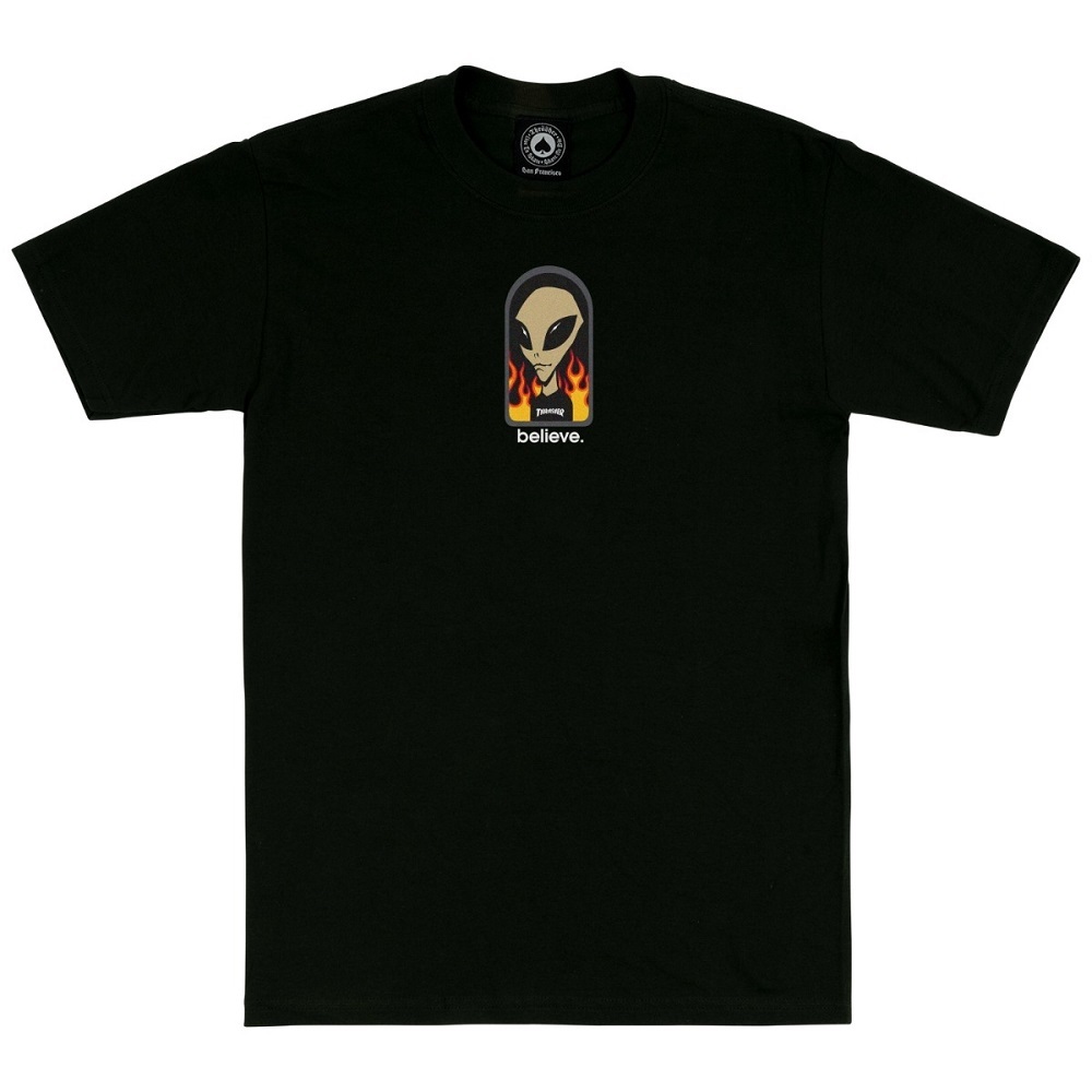 Thrasher X Alien Workshop Believe Black T-Shirt [Size: S]