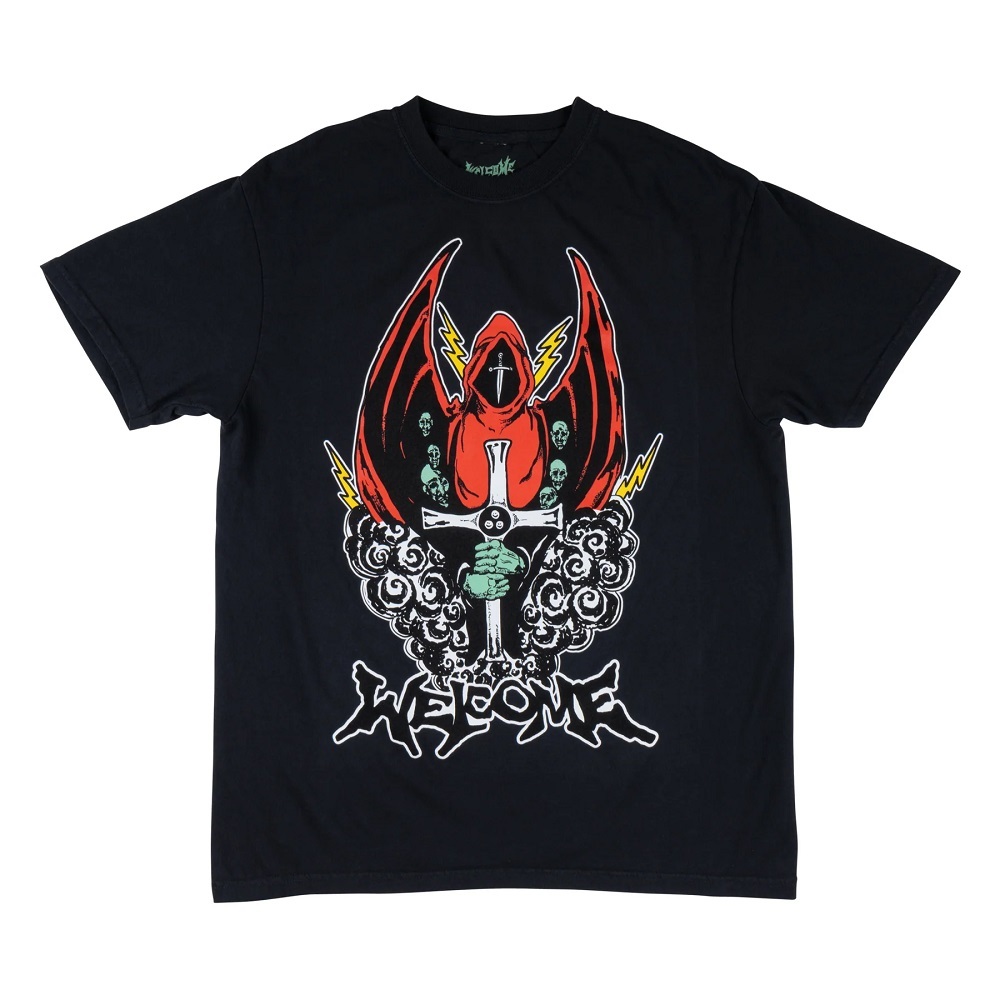 Welcome Skateboards Knight Garment Dyed Black T-Shirt [Size: S]