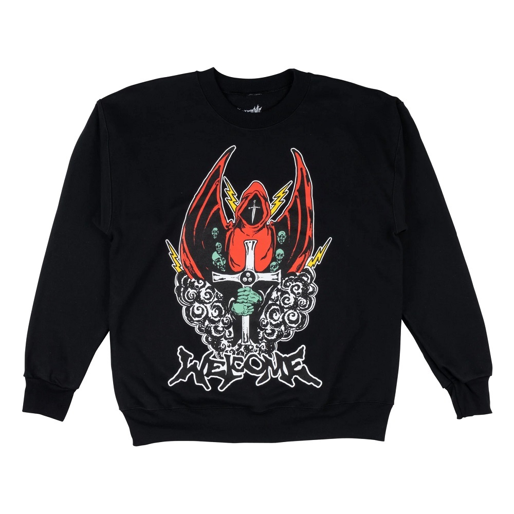 Welcome Skateboards Knight Black Crew Jumper [Size: M]