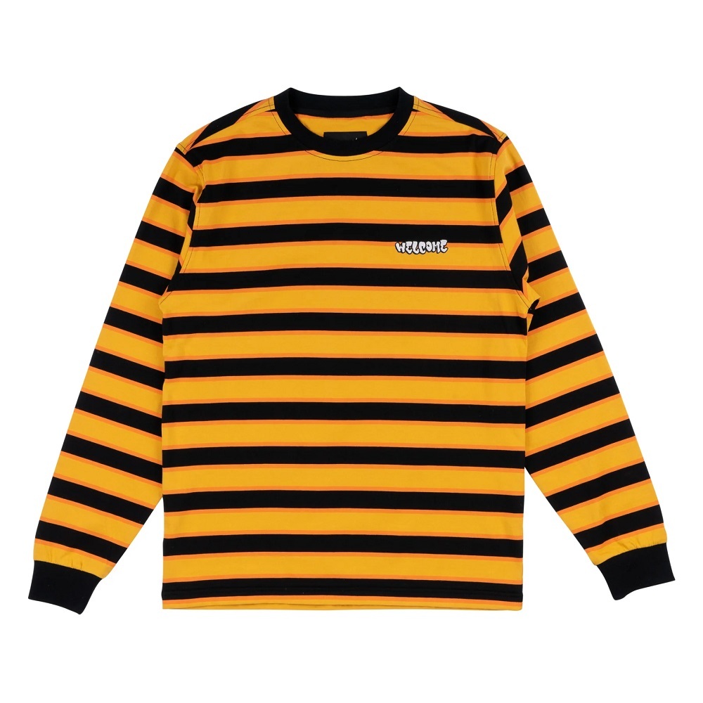 Welcome Skateboards Cooper Stripe Knit Mineral Yellow Long Sleeve Shirt