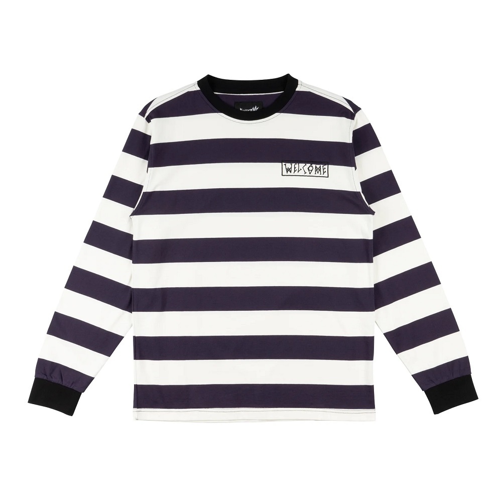 Welcome Skateboards Thicc Stripe Knit Nightshade Bone Long Sleeve Shirt [Size: L]