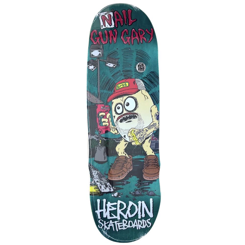 Heroin Nail Gun Gary Teal 9.75 Skateboard Deck
