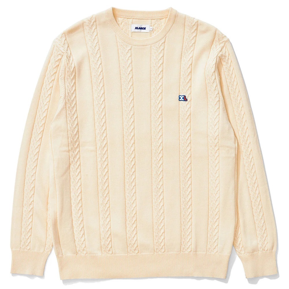 XLarge Cable Knit Sweater Off White Crew Jumper [Size: S]