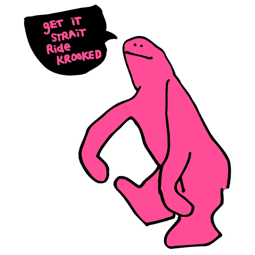 Krooked Get It Strait Medium Skateboard Sticker [Colour: Pink]