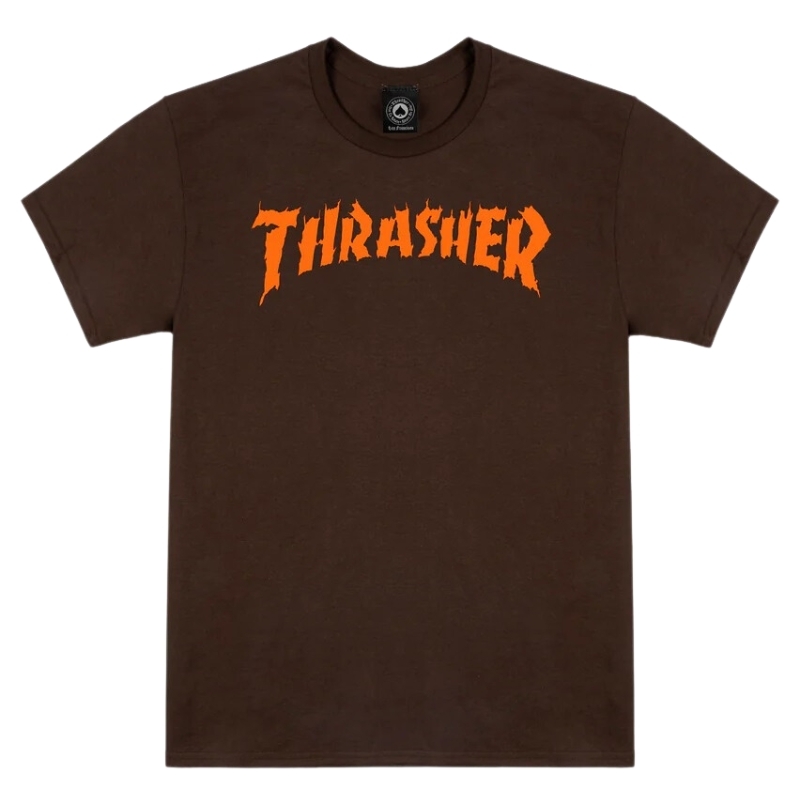 Thrasher Burn It Down Neckface Dark Chocolate T-Shirt [Size: M]