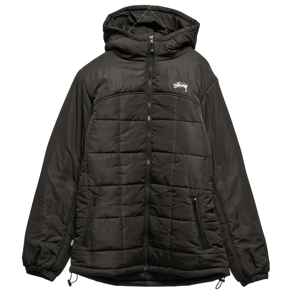 Stussy Square Black Black Hooded Puffa Jacket [Size: XL]