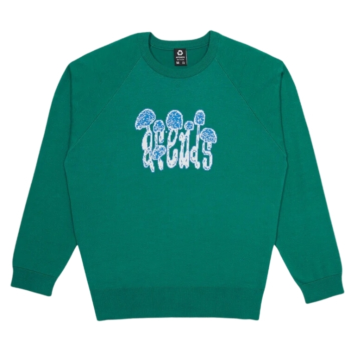 Afends Psychedelic Raglan Knitted Emerald Crew Jumper [Size: L]