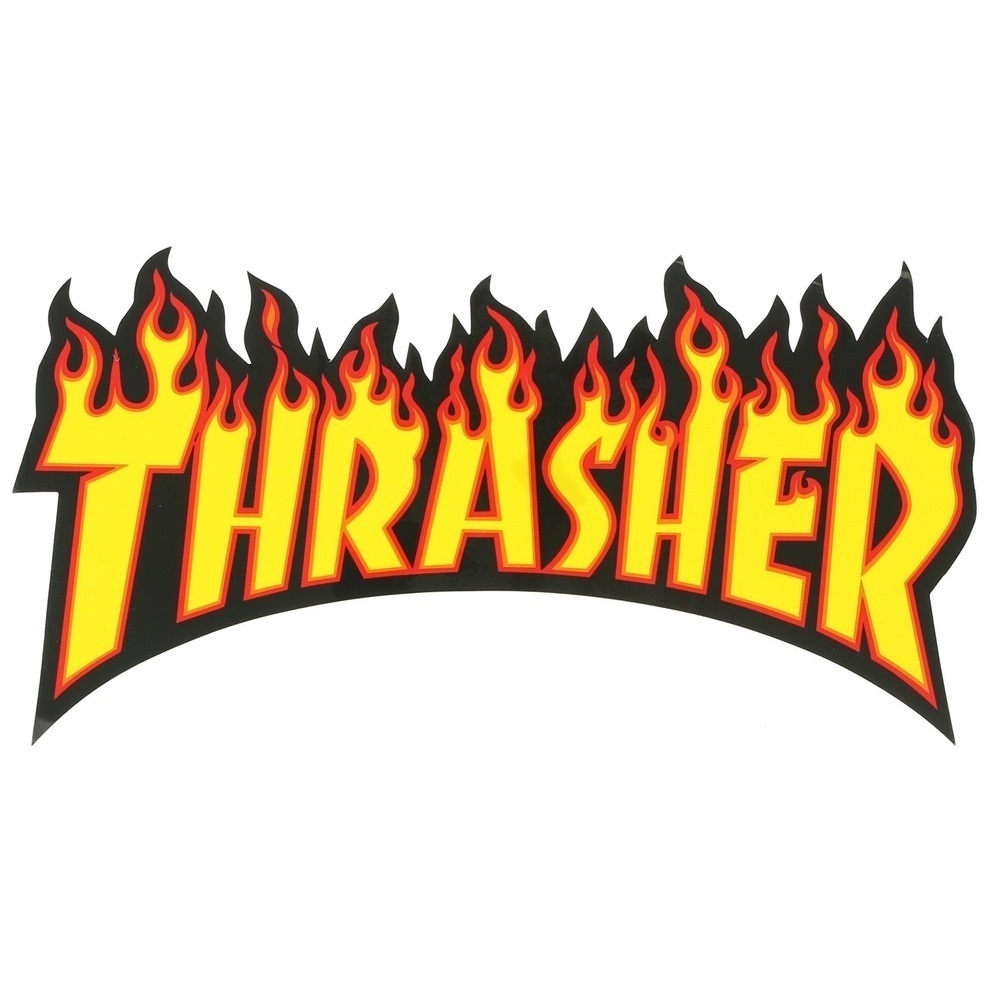 Thrasher Flame Logo Large Sticker [Colour: Black Yellow]