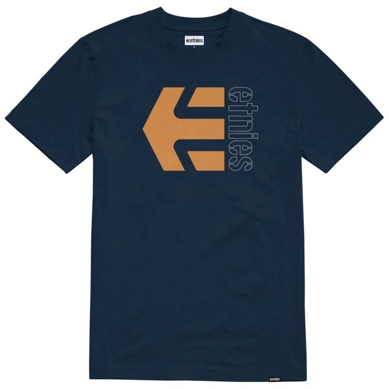 Etnies Corp Combo Navy Orange T-Shirt [Size: S]
