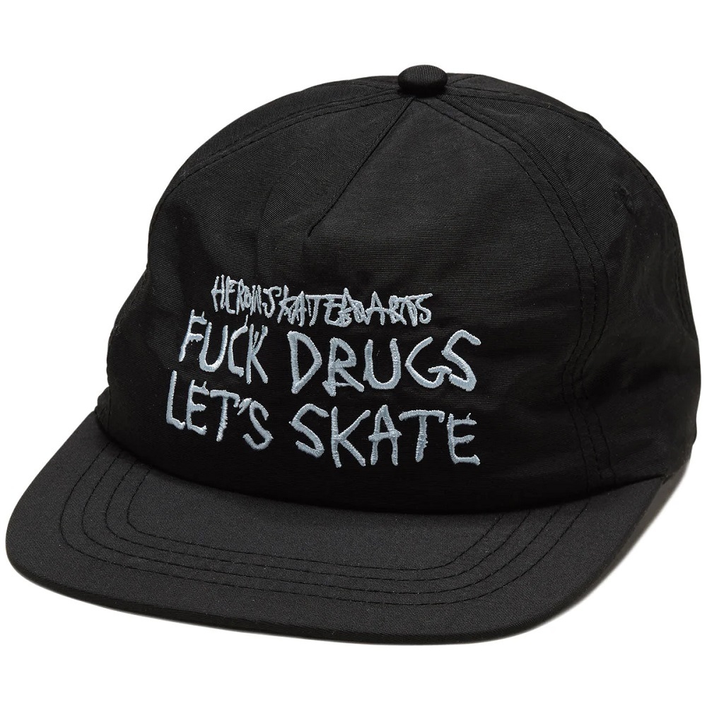 Heroin Fuck Drugs Black Nylon Snapback Hat