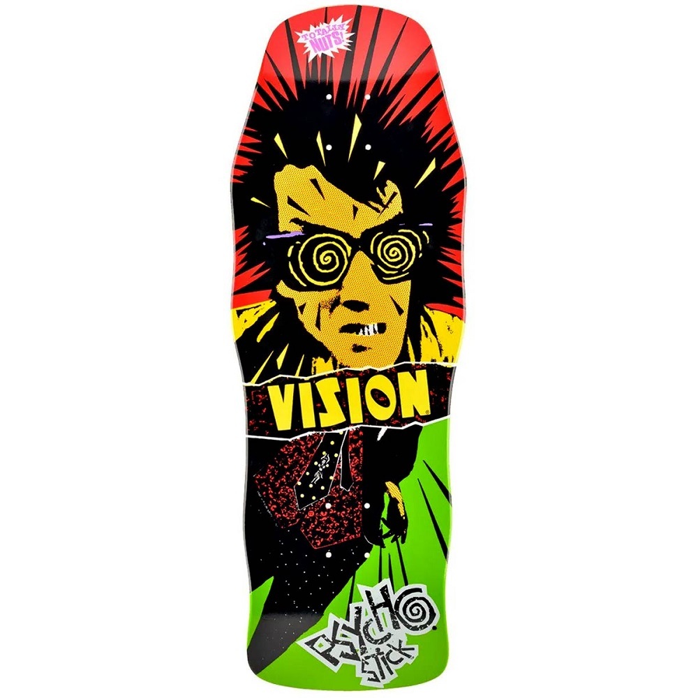 Vision Psycho Stick Modern Concave Reissue Rasta Skateboard Deck