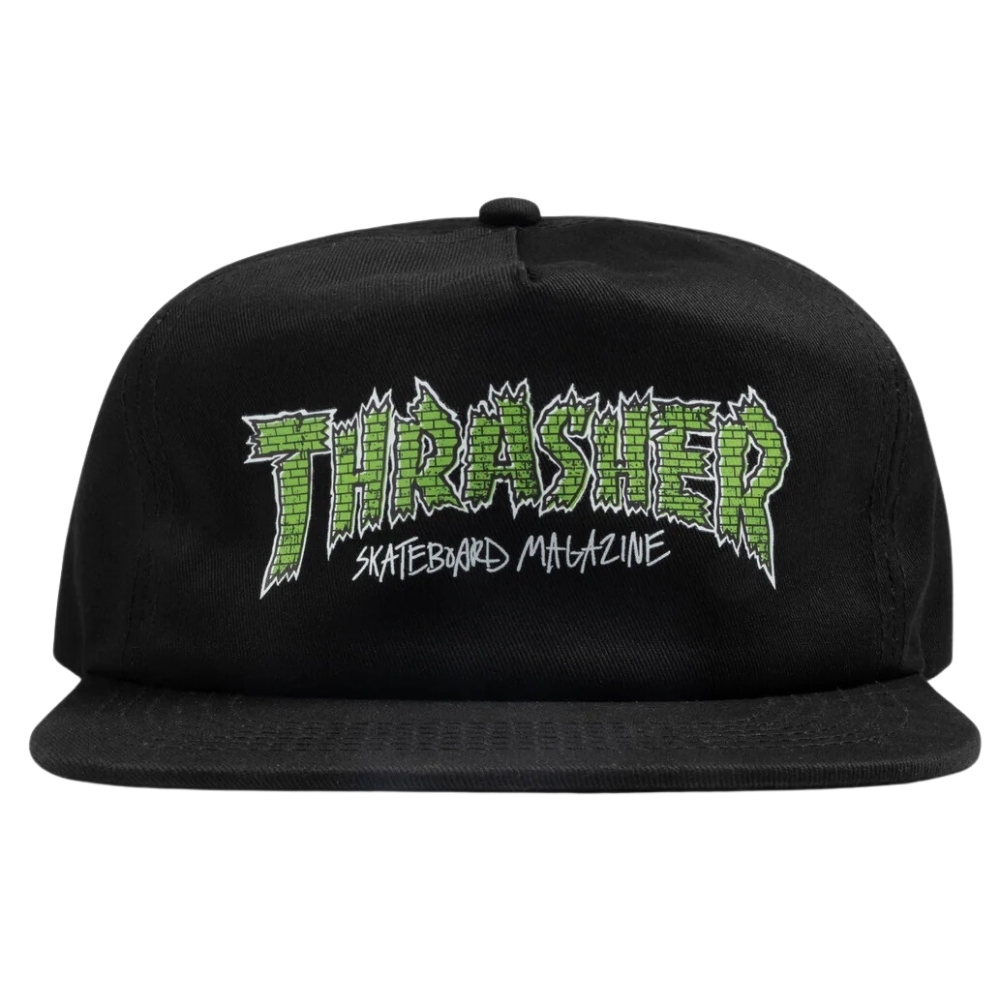 Thrasher Brick Black Snapback Hat