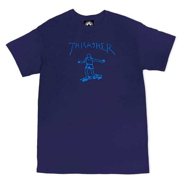 Thrasher Gonz Logo Navy Light Blue T-Shirt [Size: L]