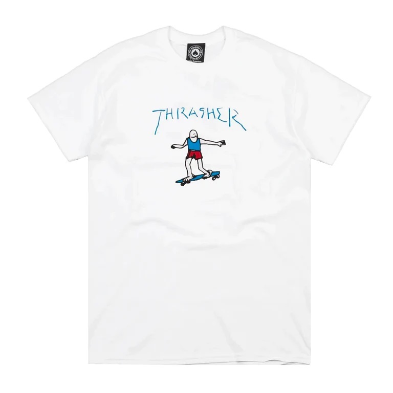 Thrasher Gonz Logo White Blue T-Shirt [Size: XL]