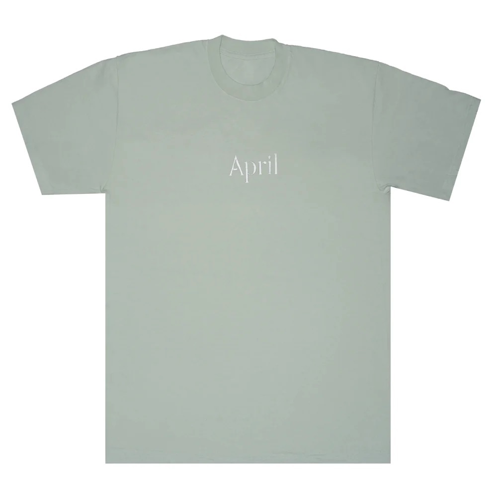 April Logo Embroidery Light Green T-Shirt [Size: S]