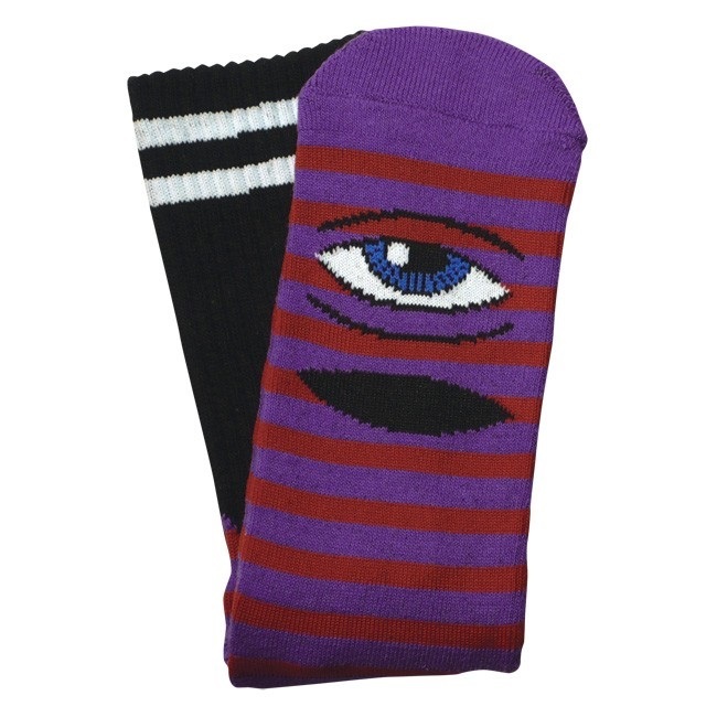 Toy Machine Sect Eye Stripe Red Purple Socks