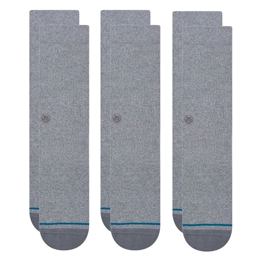 Stance Icon 3 Pack Grey Heather Large Mens Socks