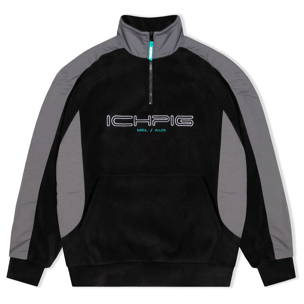 Ichpig Polar 1/4 Zip Black Grey Spray Jacket [Size: S]