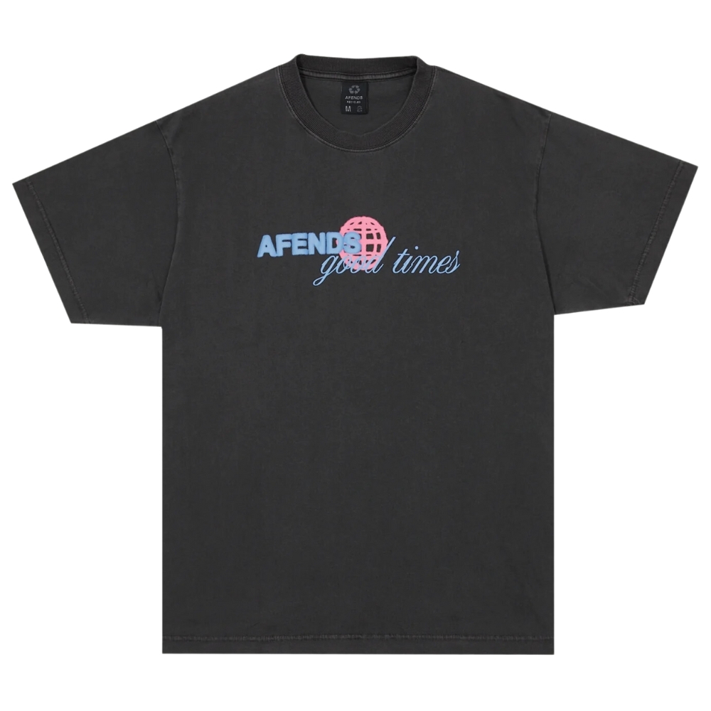 Afends Good Times Recycled Graphic Boxy Stone Black T-Shirt [Size: M]